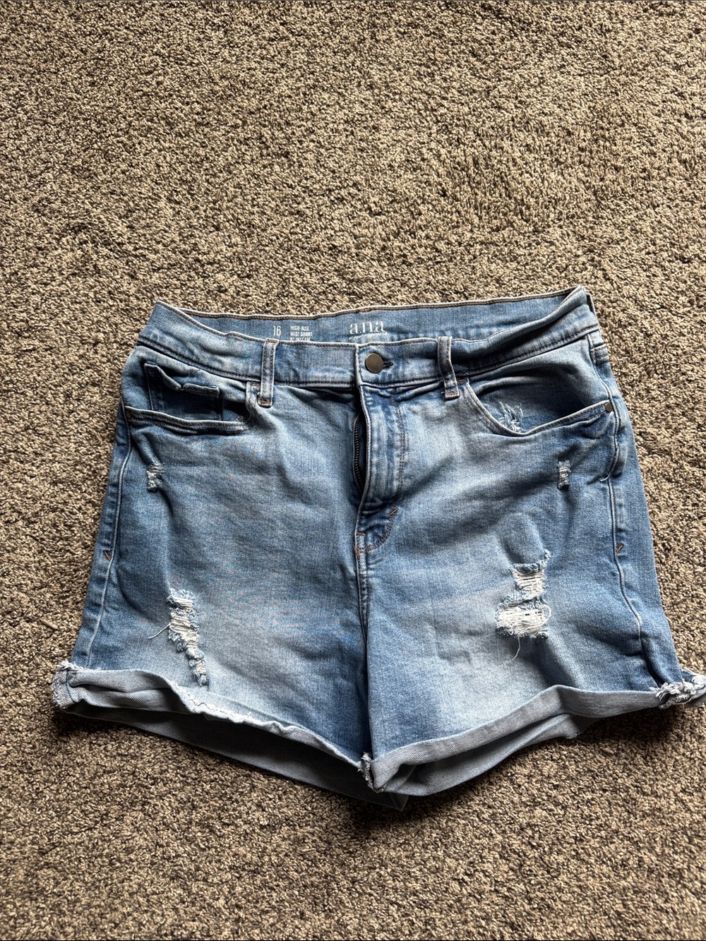 a.n.a Light Blue Distressed Rolled-Hem Denim Shorts